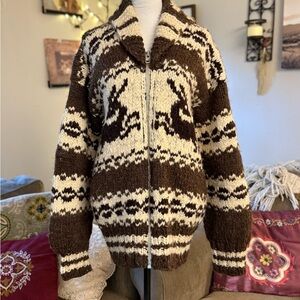 Hand-Knit Heavy Wool Cardigan